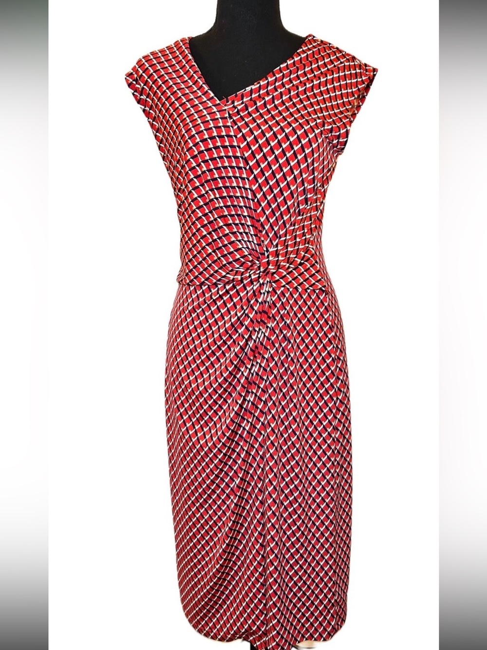 Banana Republic Elegant Red Checkered Dress